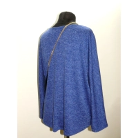 Chabrowy sweter typu melanż OVERSIZE z wydłużonym tyłem